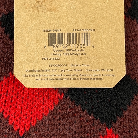 Field & Stream Cozy Cabin Black, Brown and Red Plaid Knit Beanie Hat NWT - Picture 8 of 8